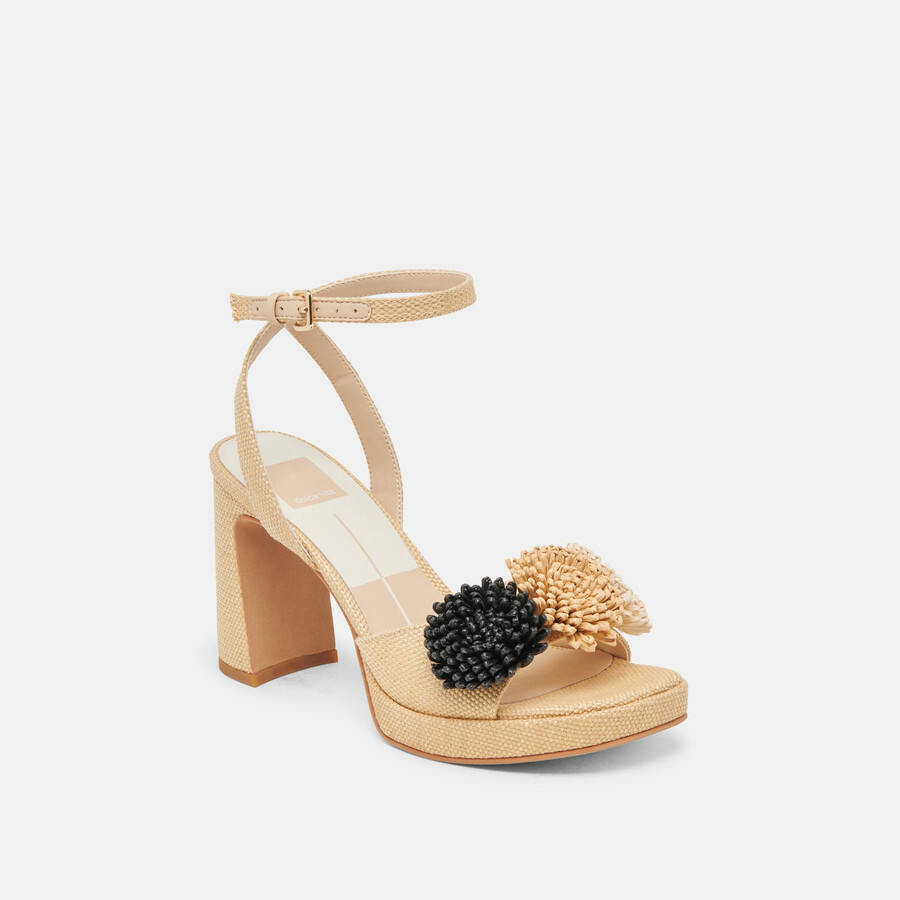 olivea heels rafia naturale nera