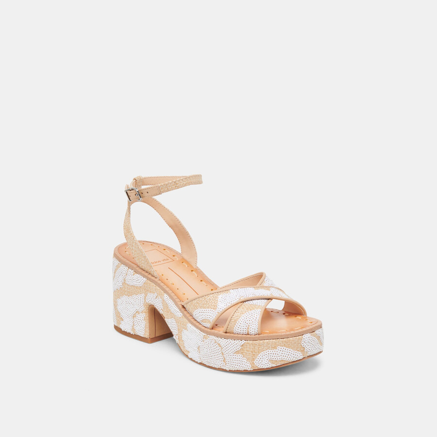 tacchi eniko natural multi floral sequin