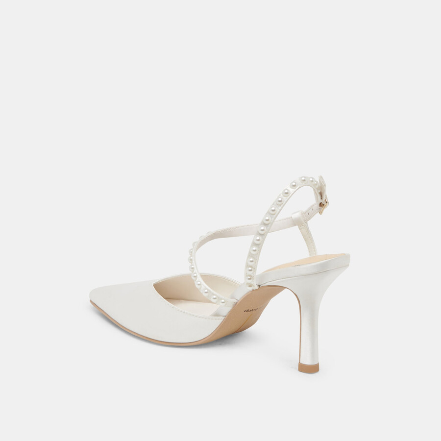 tacchi kamra pearl in vero raso bianco