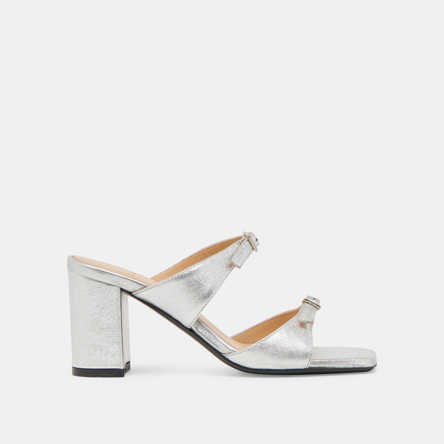 shane heels pelle metallizzata argento