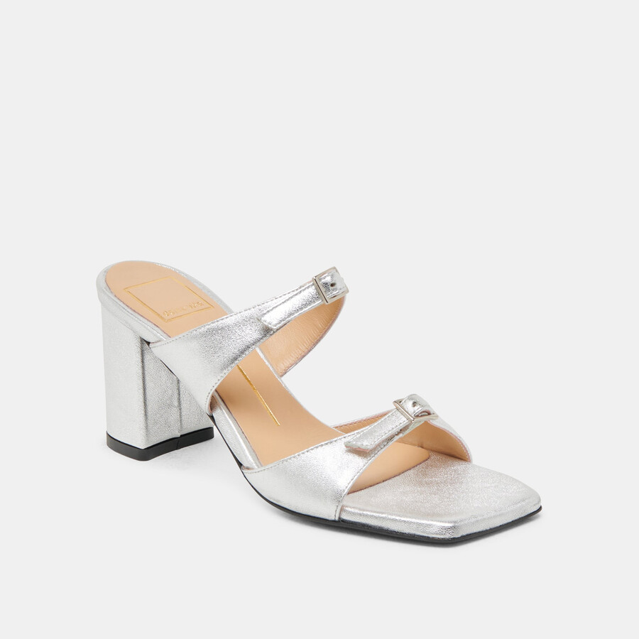 shane heels pelle metallizzata argento