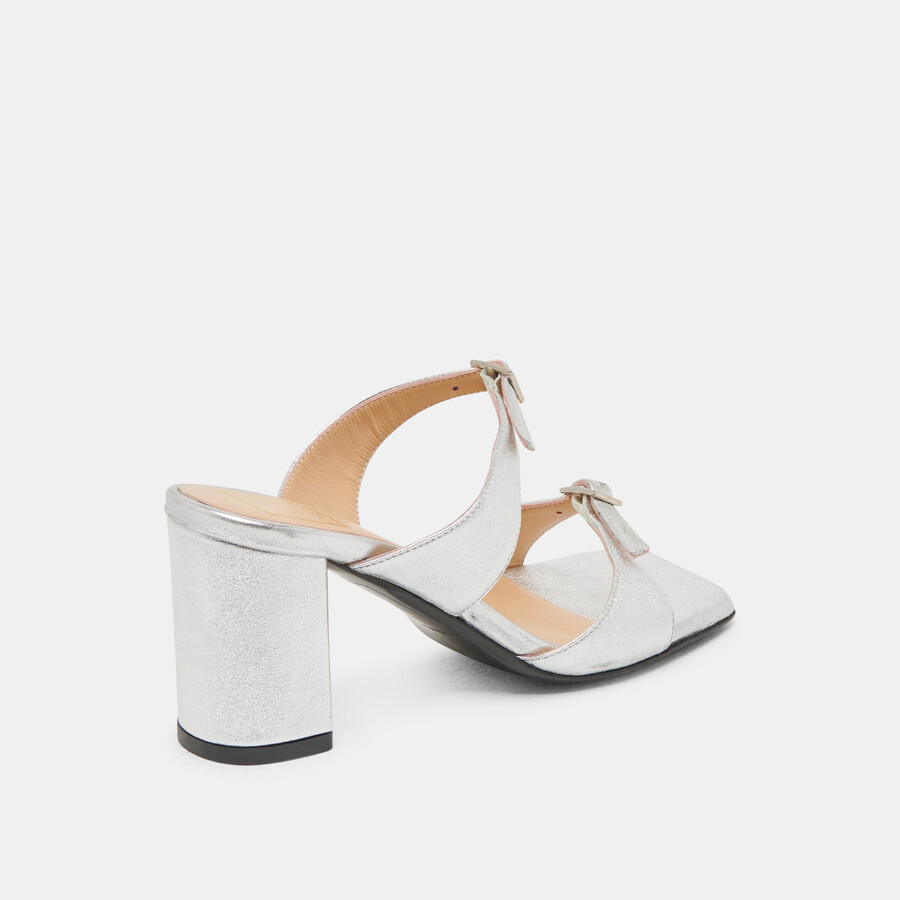 shane heels pelle metallizzata argento