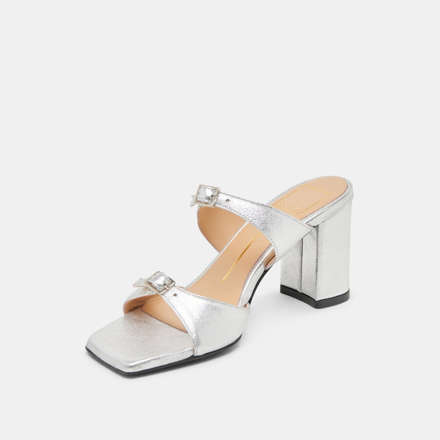 shane heels pelle metallizzata argento