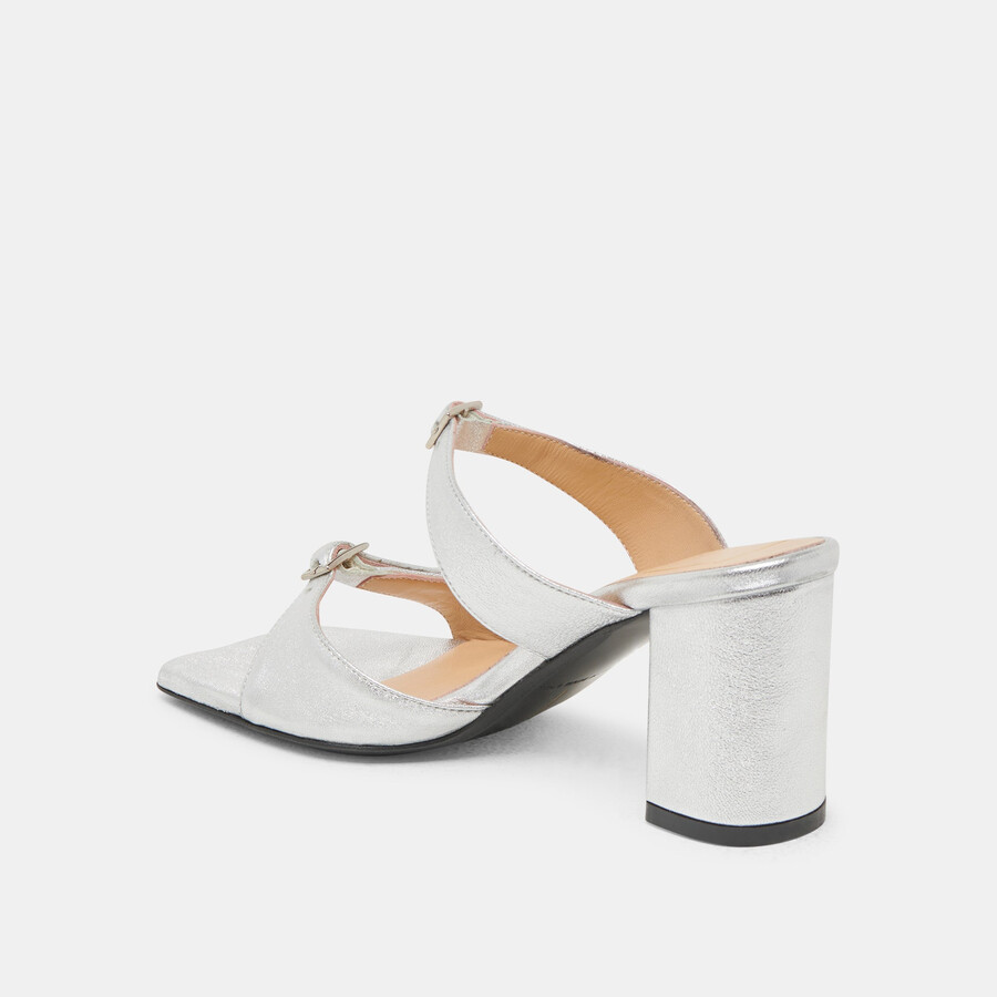 shane heels pelle metallizzata argento