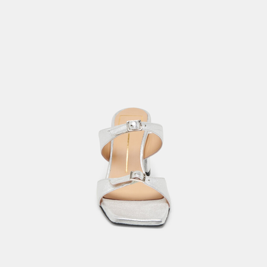 shane heels pelle metallizzata argento