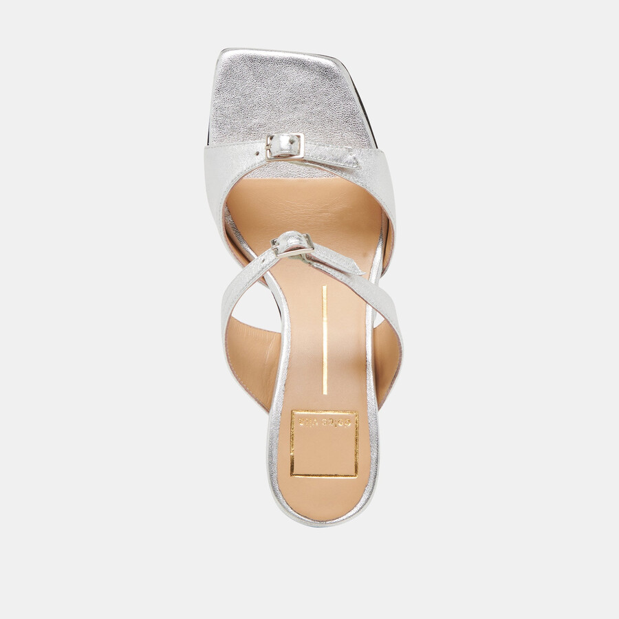 shane heels pelle metallizzata argento