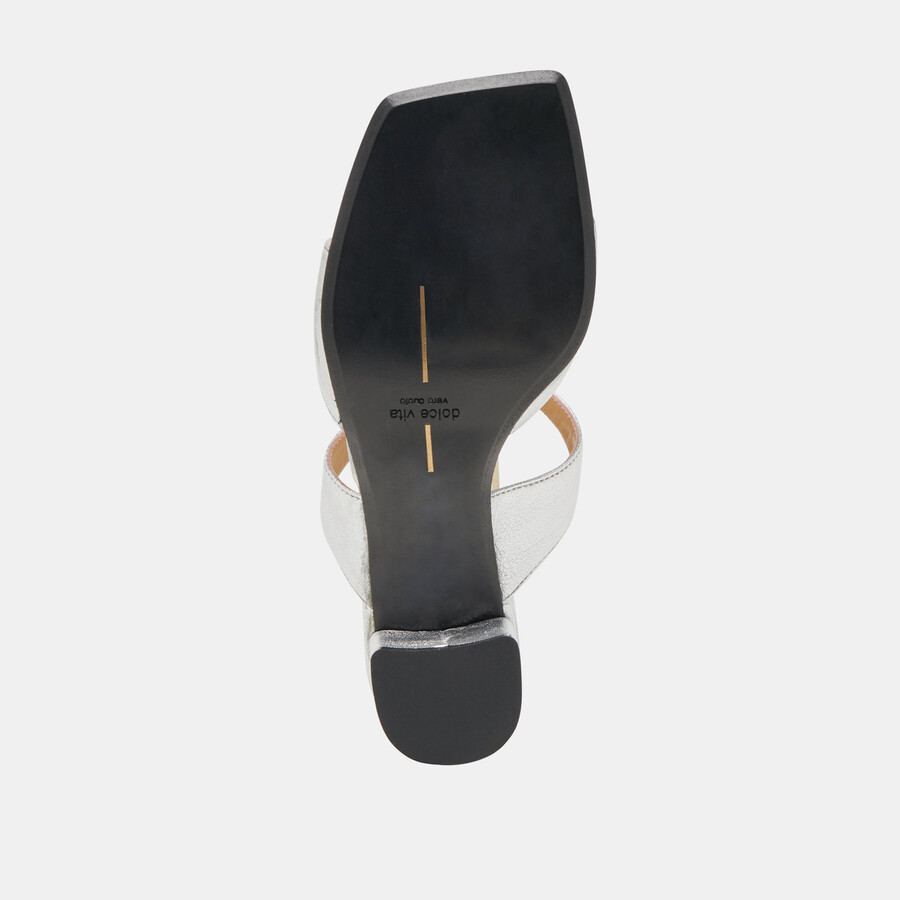 shane heels pelle metallizzata argento