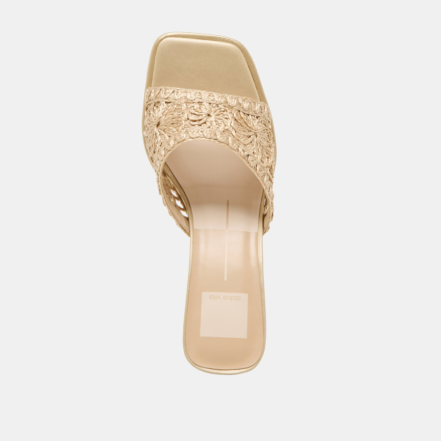 maylah heels light gold macrame
