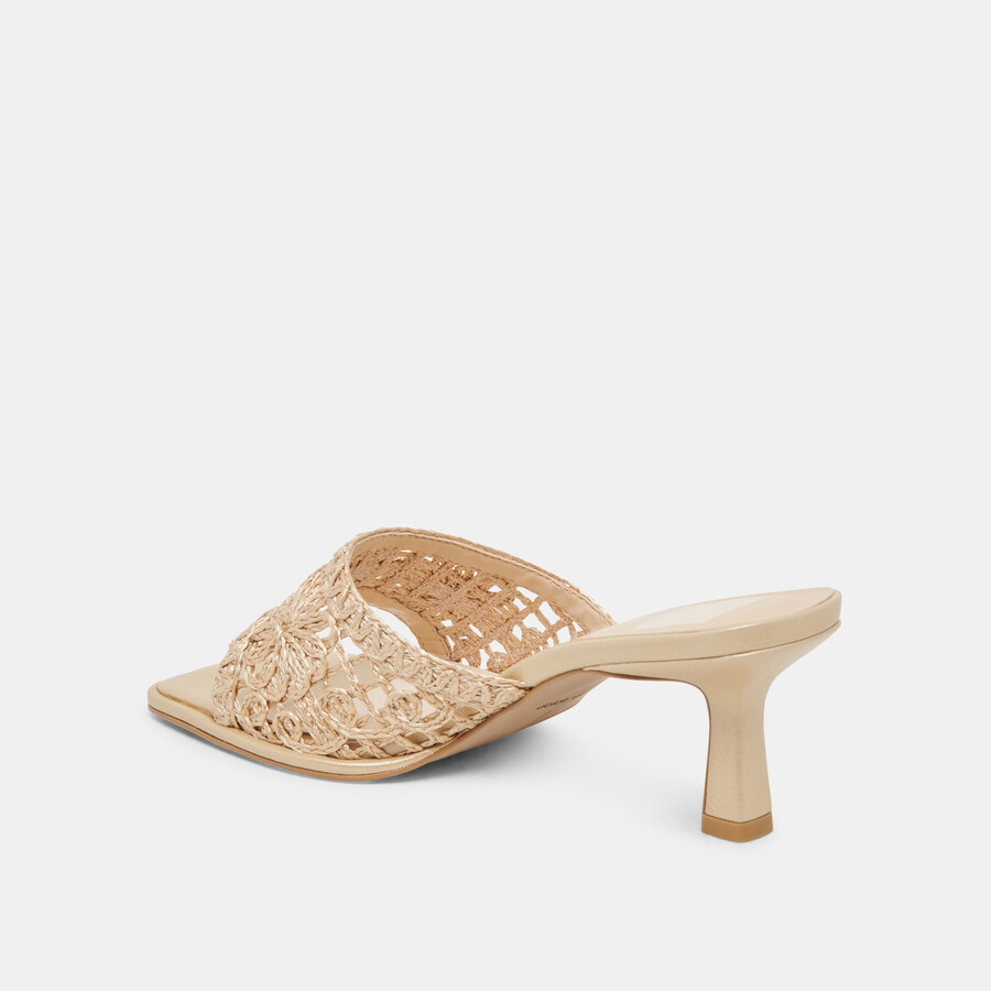 maylah heels light gold macrame