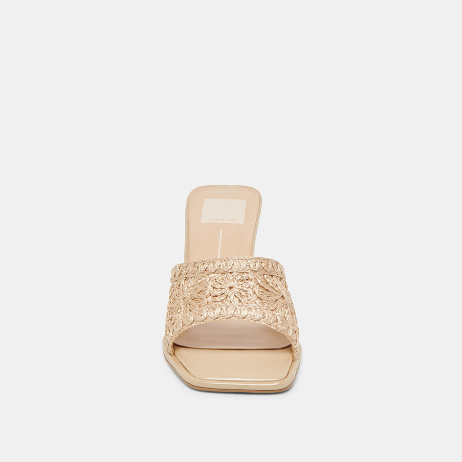 maylah heels light gold macrame