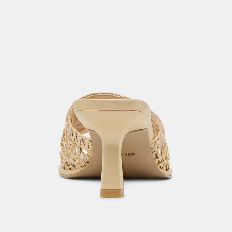 maylah heels light gold macrame