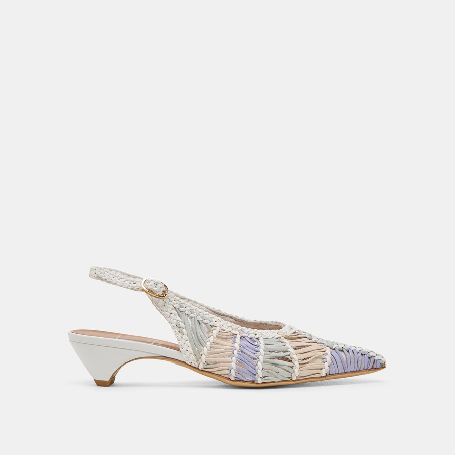 dafney heels bianco multi intrecciato pelle