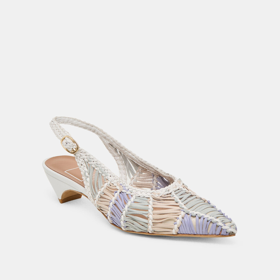 dafney heels bianco multi intrecciato pelle