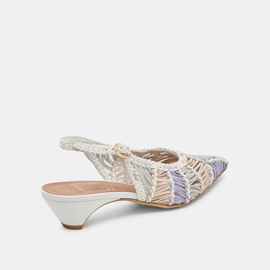 dafney heels bianco multi intrecciato pelle