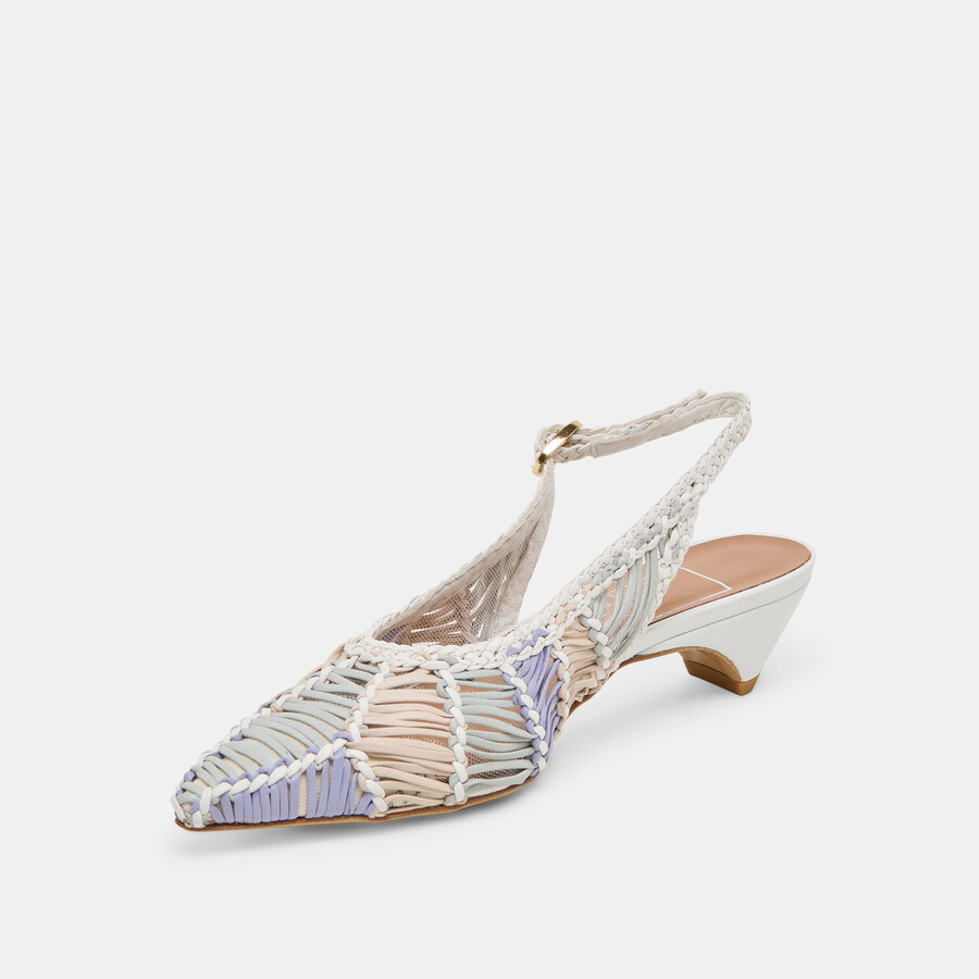 dafney heels bianco multi intrecciato pelle