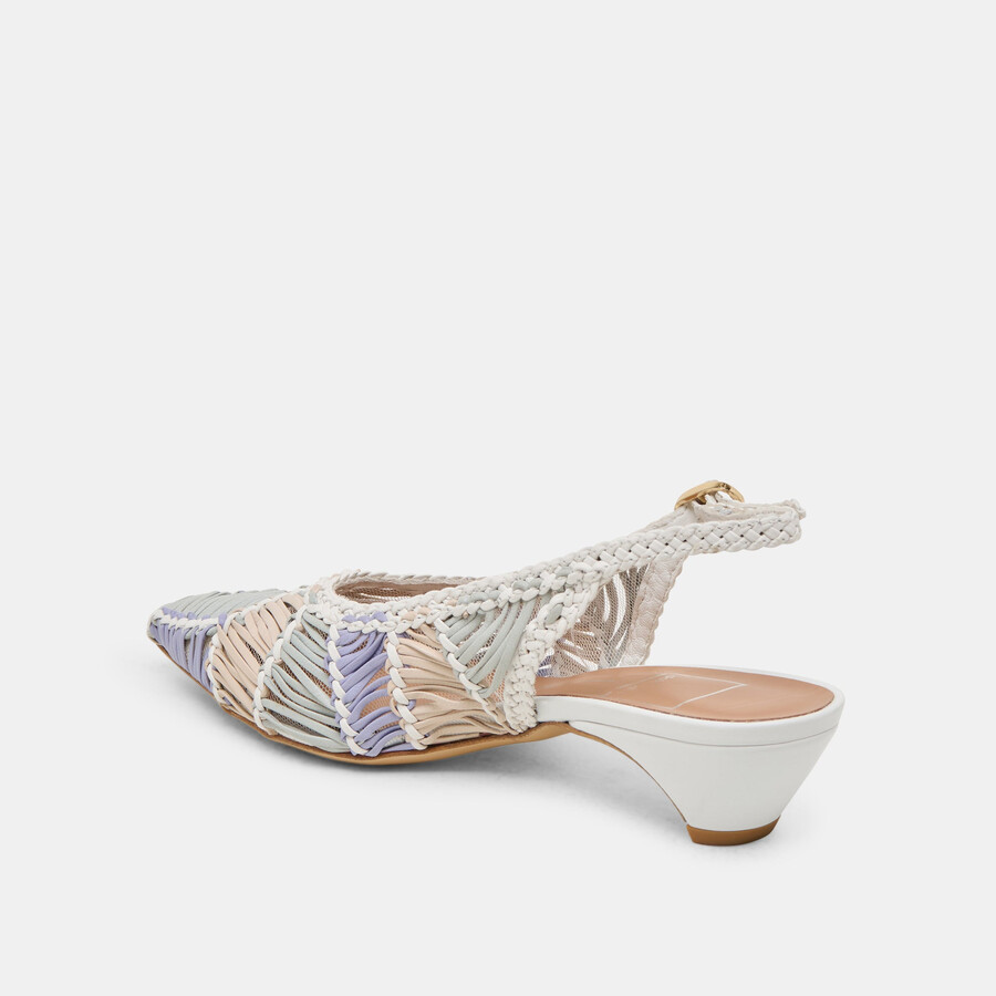dafney heels bianco multi intrecciato pelle