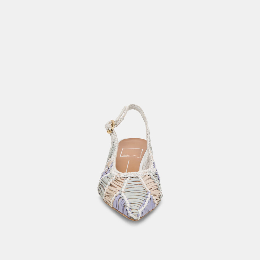 dafney heels bianco multi intrecciato pelle