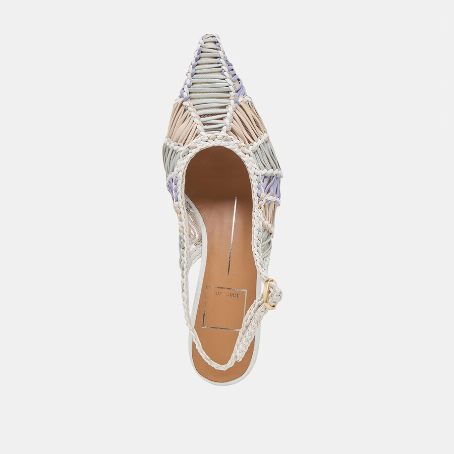 dafney heels bianco multi intrecciato pelle