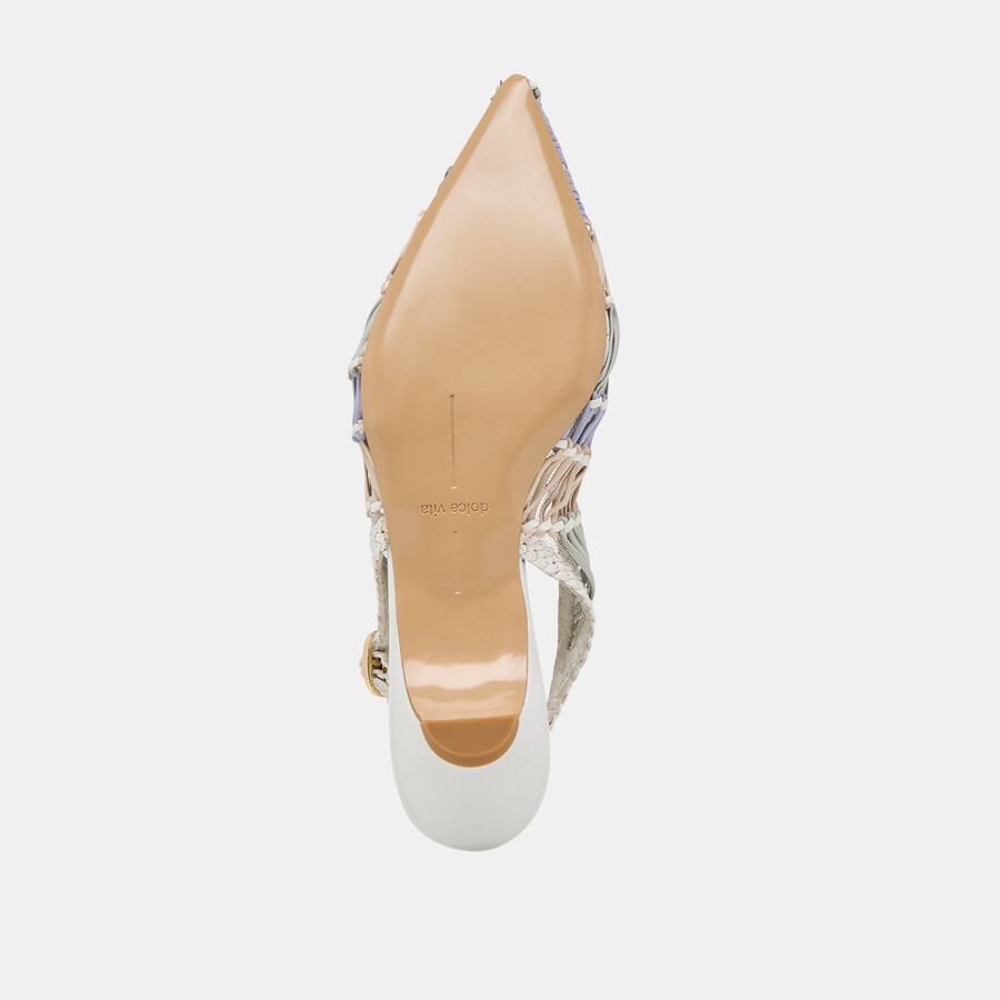 dafney heels bianco multi intrecciato pelle