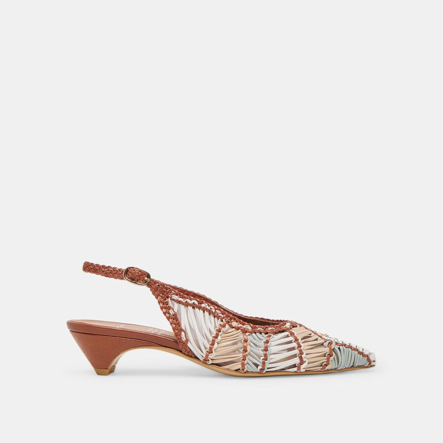 dafney heels tan multi pelle intrecciata