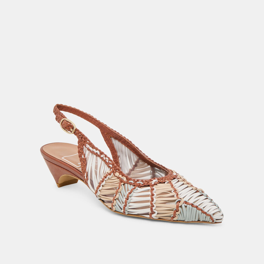 dafney heels tan multi pelle intrecciata
