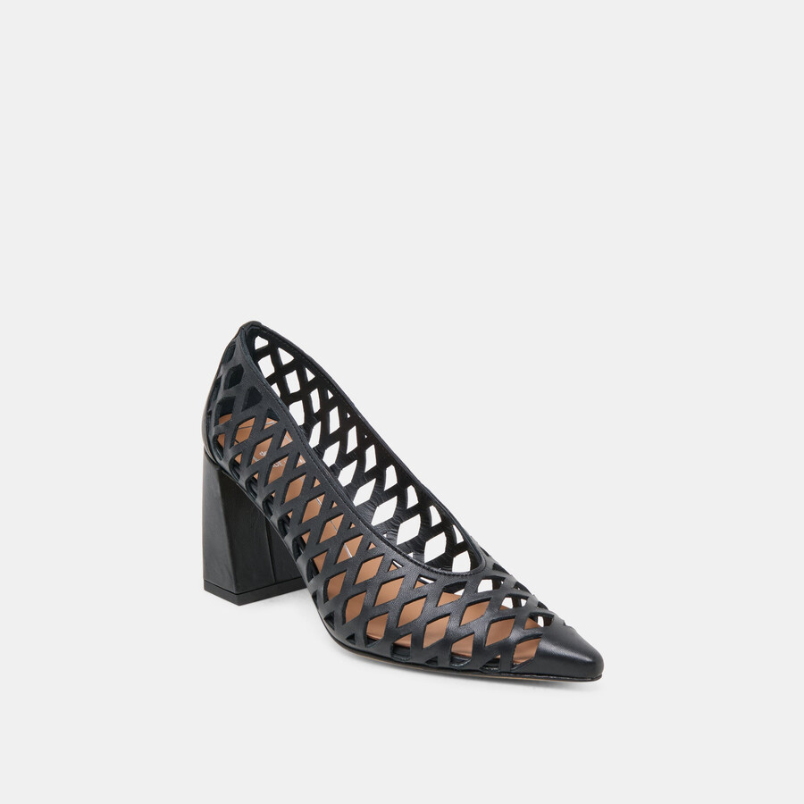 tacchi tanya in pelle intrecciata nera