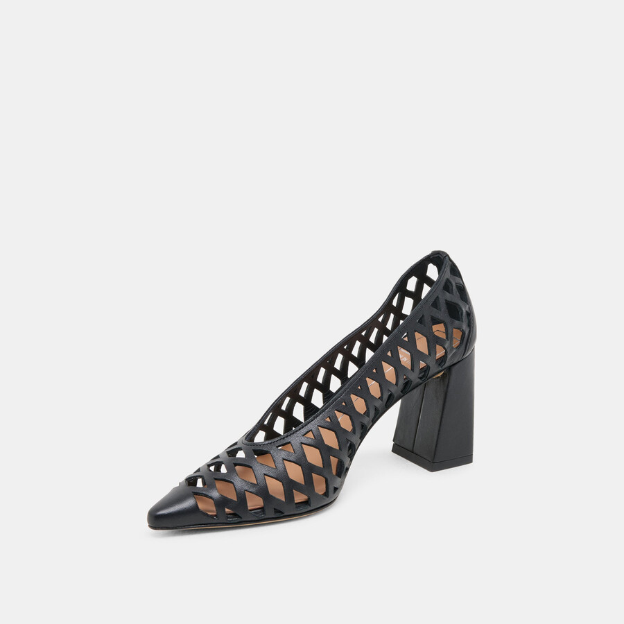 tacchi tanya in pelle intrecciata nera