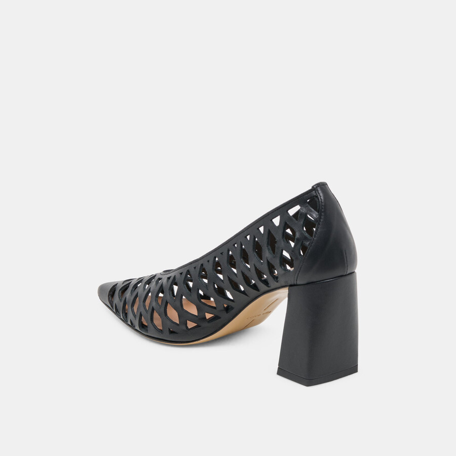 tacchi tanya in pelle intrecciata nera