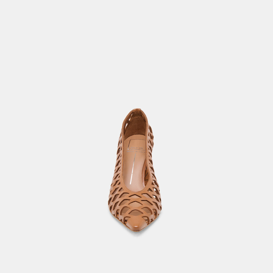 tacchi tanya in pelle intrecciata color cognac