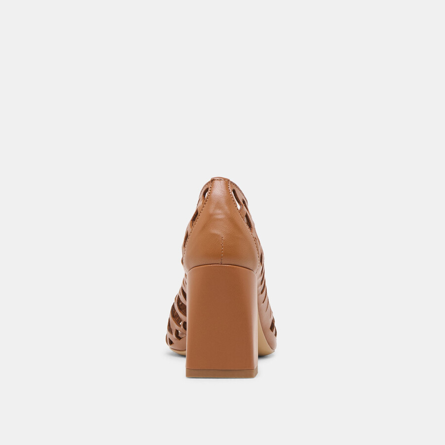 tacchi tanya in pelle intrecciata color cognac