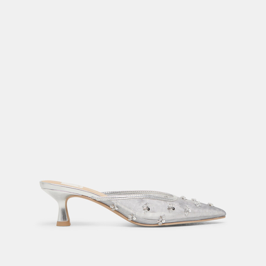 clara tacco largo argento mesh