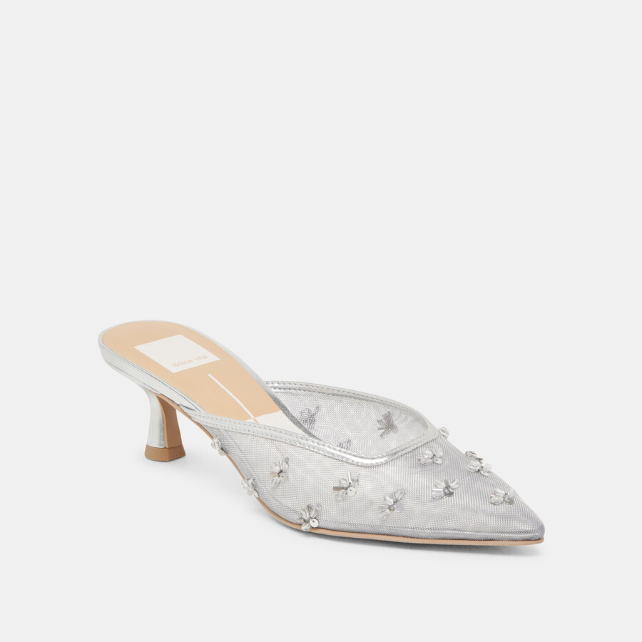 clara tacco largo argento mesh