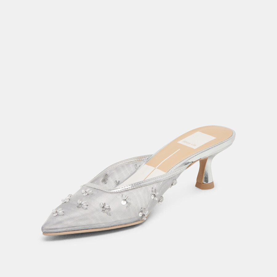 clara tacco largo argento mesh