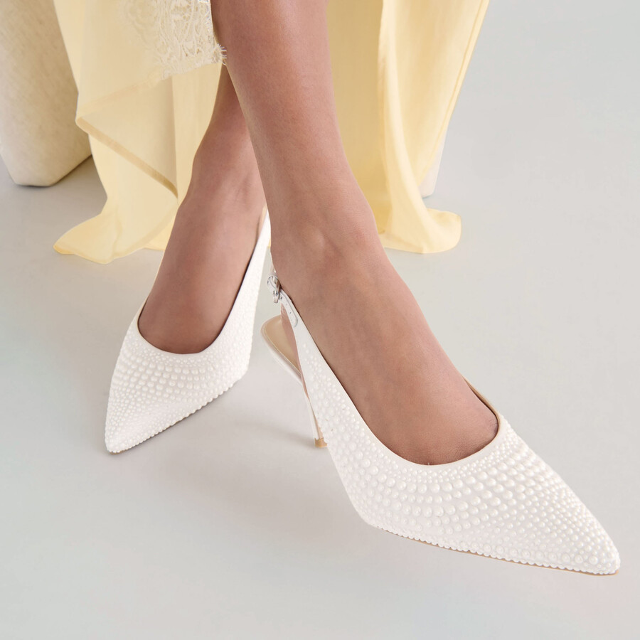 tacchi elasi pearl in vero raso bianco