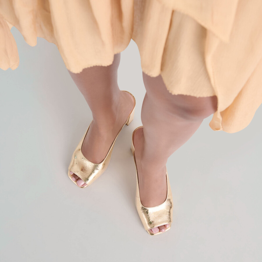 sabela heels pelle invecchiata dorata