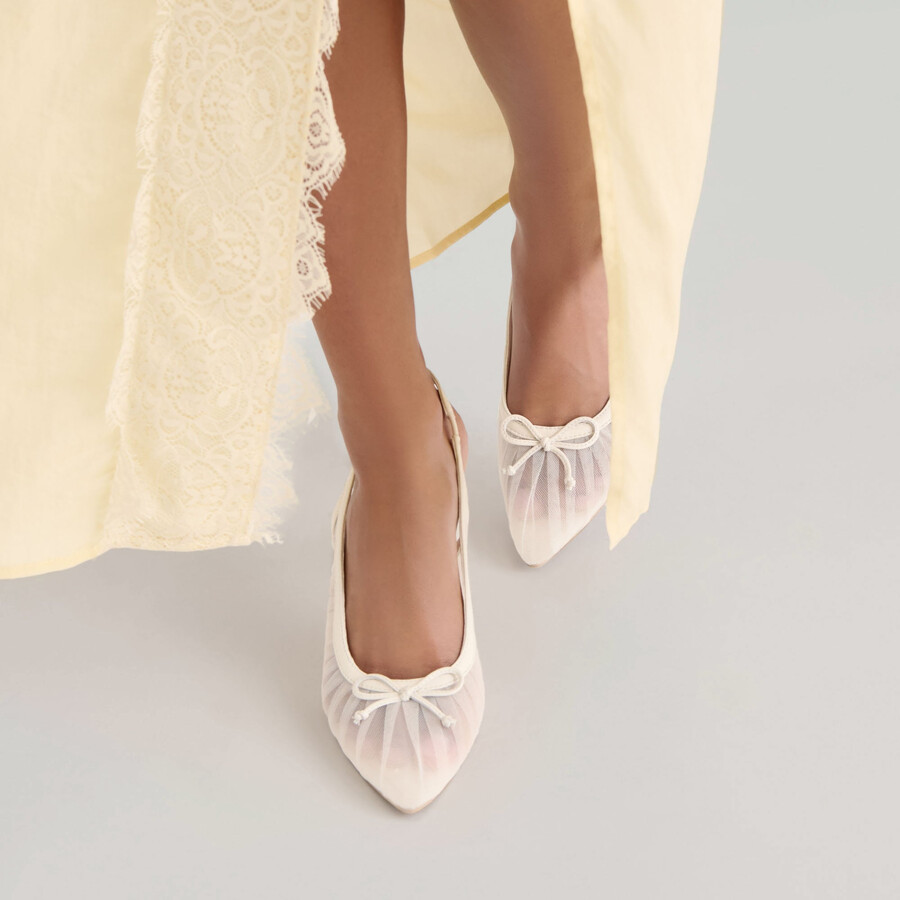 yela heels white tulle