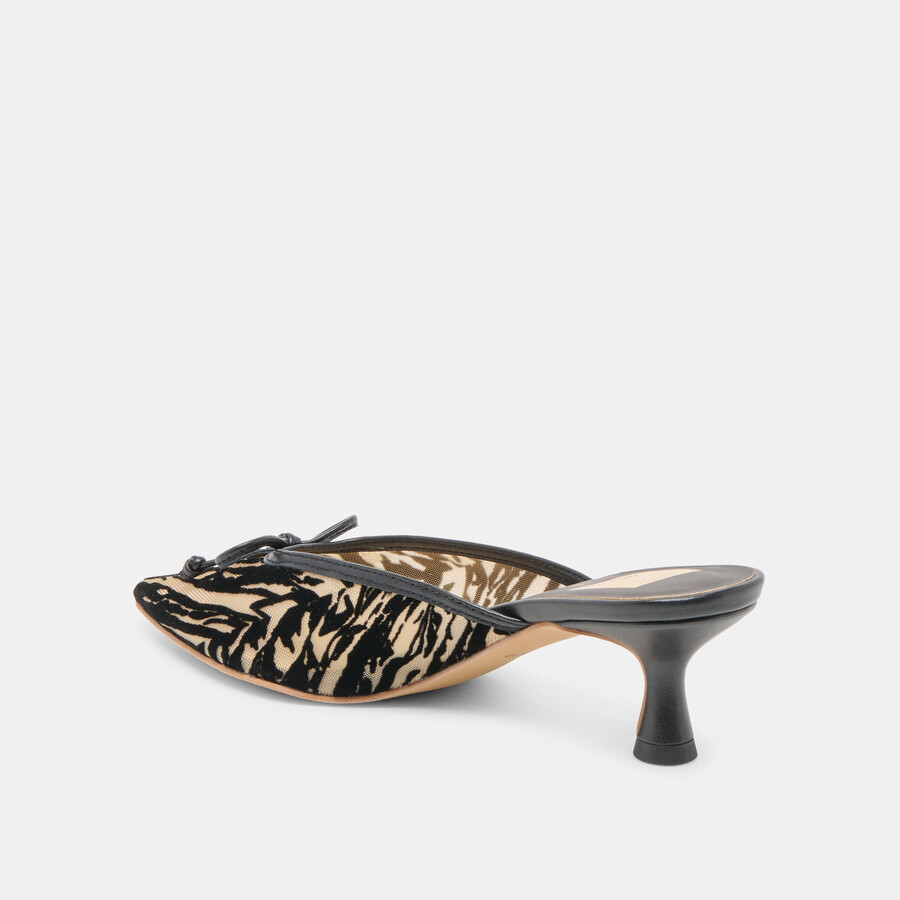 cleo heels zebra velvet mesh