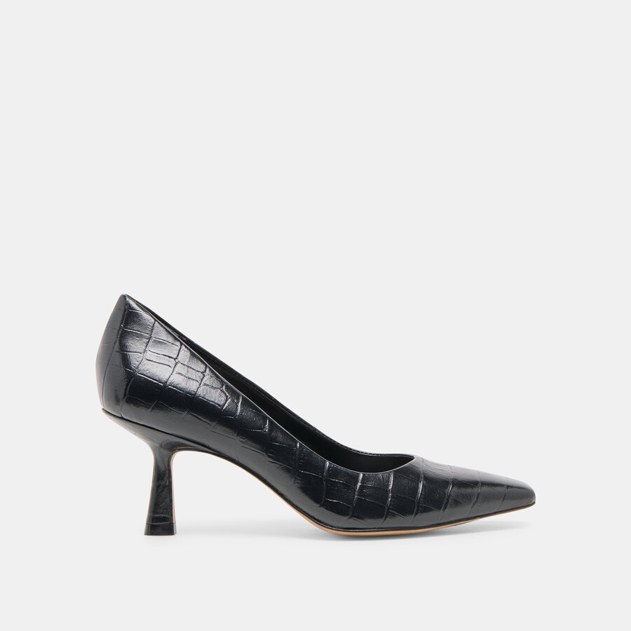 tacco briona noir pelle goffrata coccodrillo