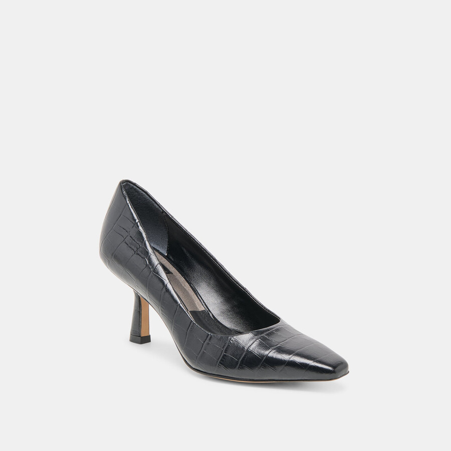 tacco briona noir pelle goffrata coccodrillo