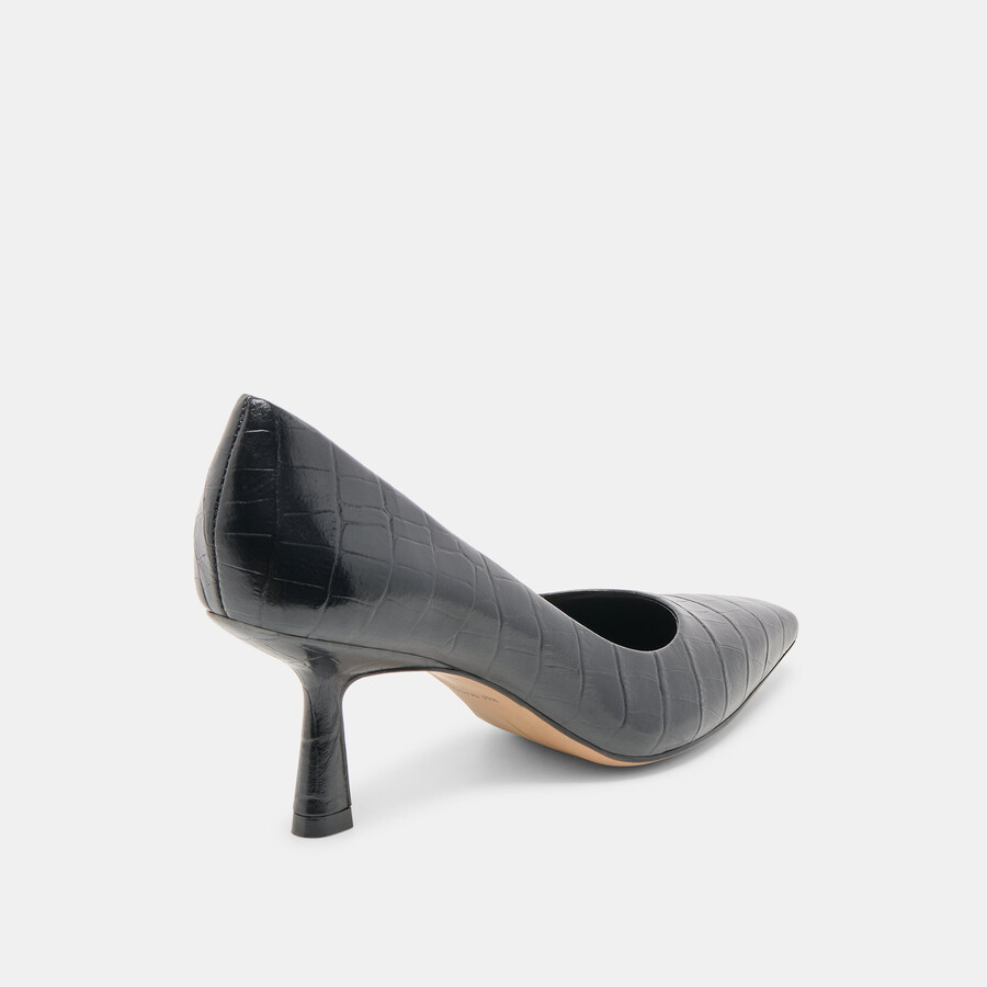 tacco briona noir pelle goffrata coccodrillo