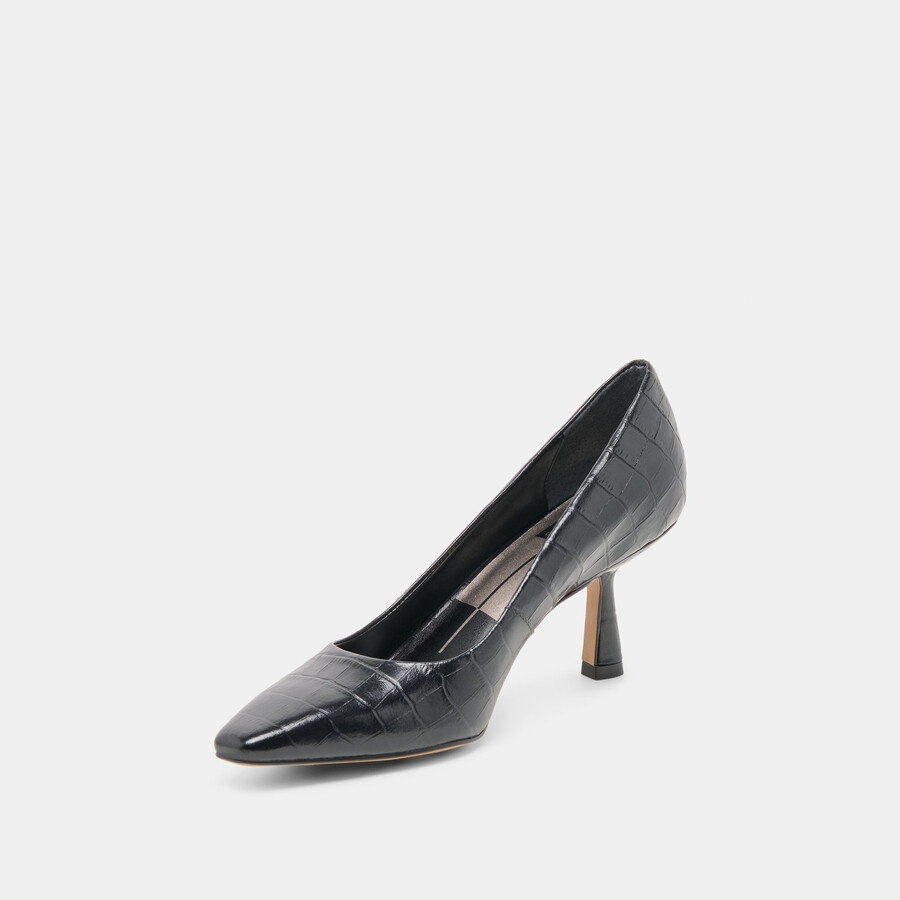 tacco briona noir pelle goffrata coccodrillo