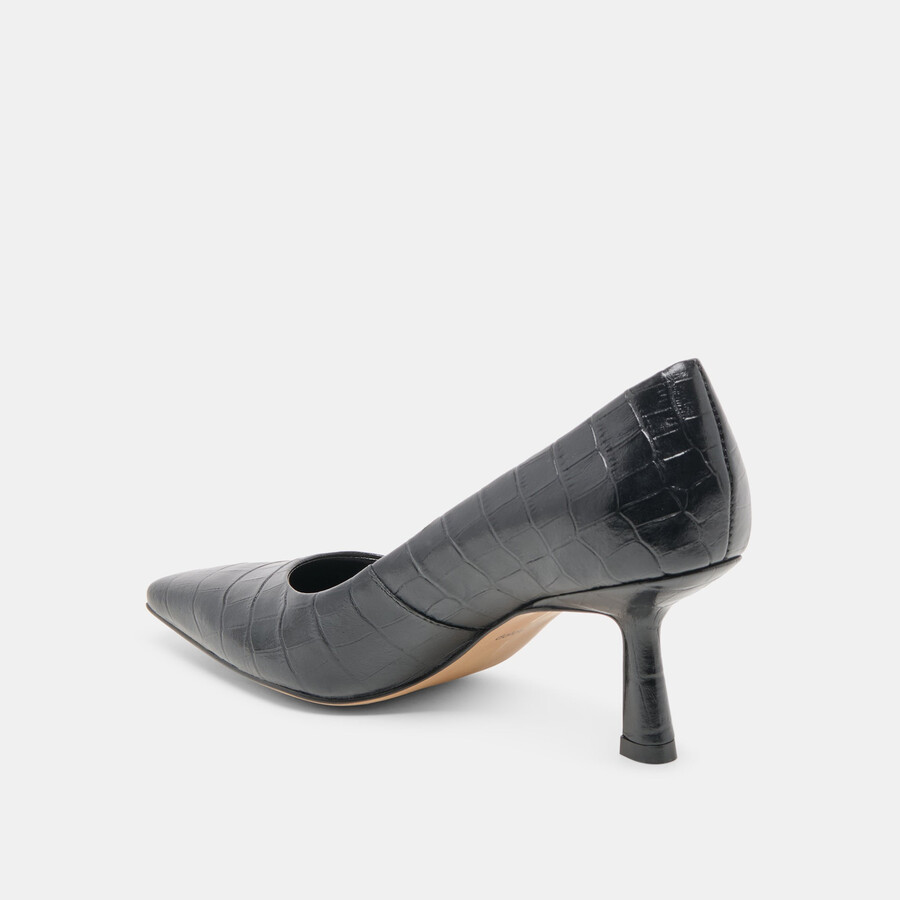 tacco briona noir pelle goffrata coccodrillo