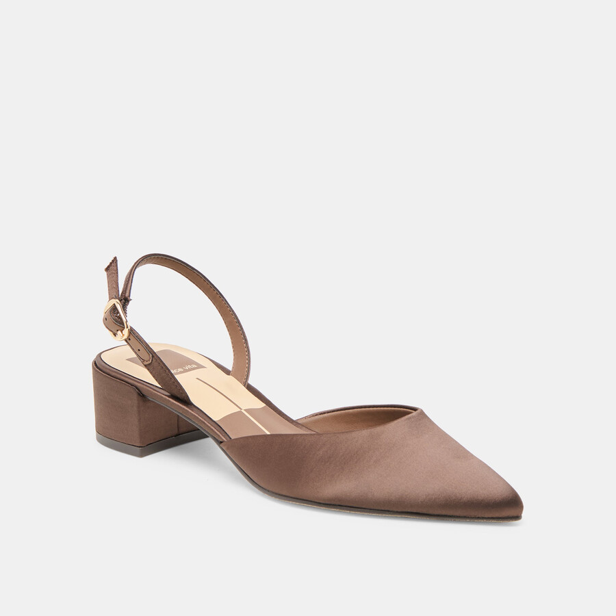 tacchi carel dk brown satin