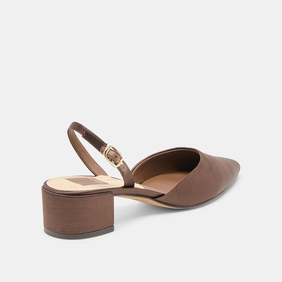 tacchi carel dk brown satin