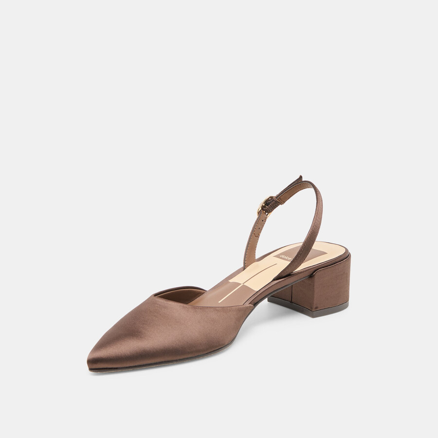 tacchi carel dk brown satin