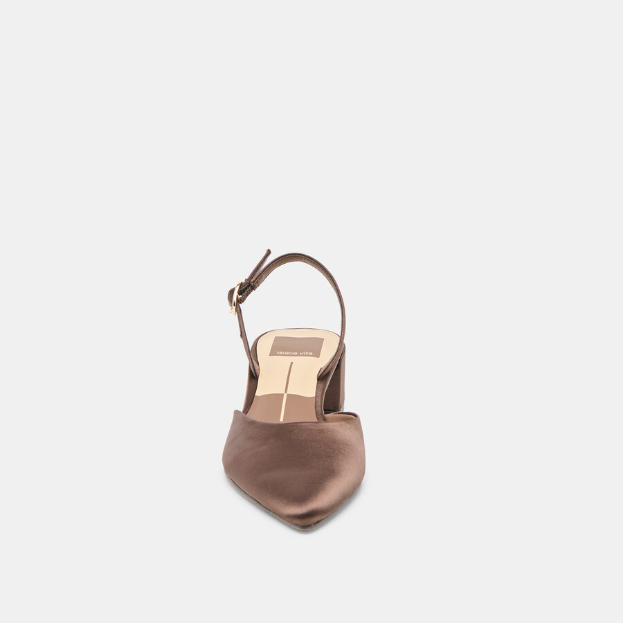 tacchi carel dk brown satin