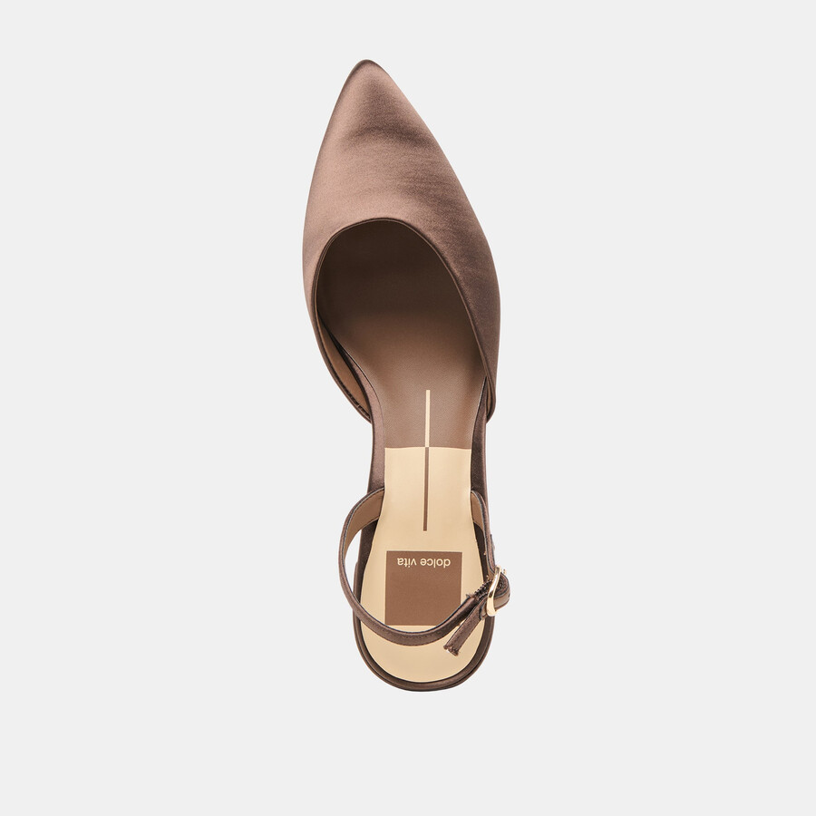 tacchi carel dk brown satin