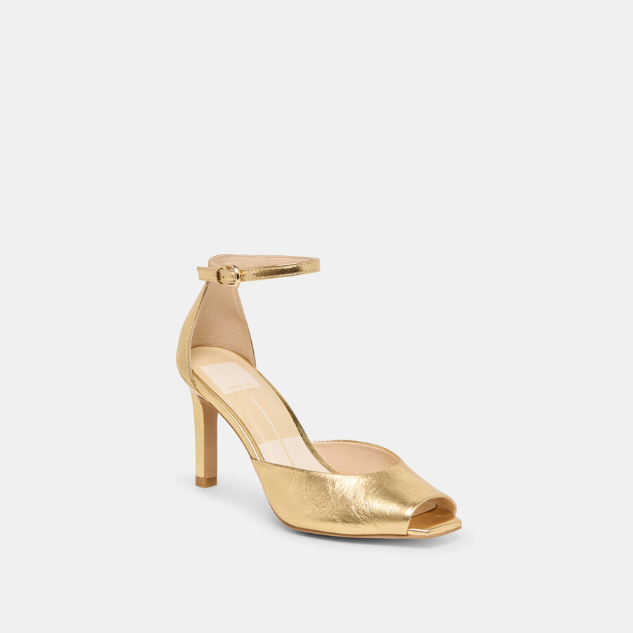 serlo heels gold crinkle patent
