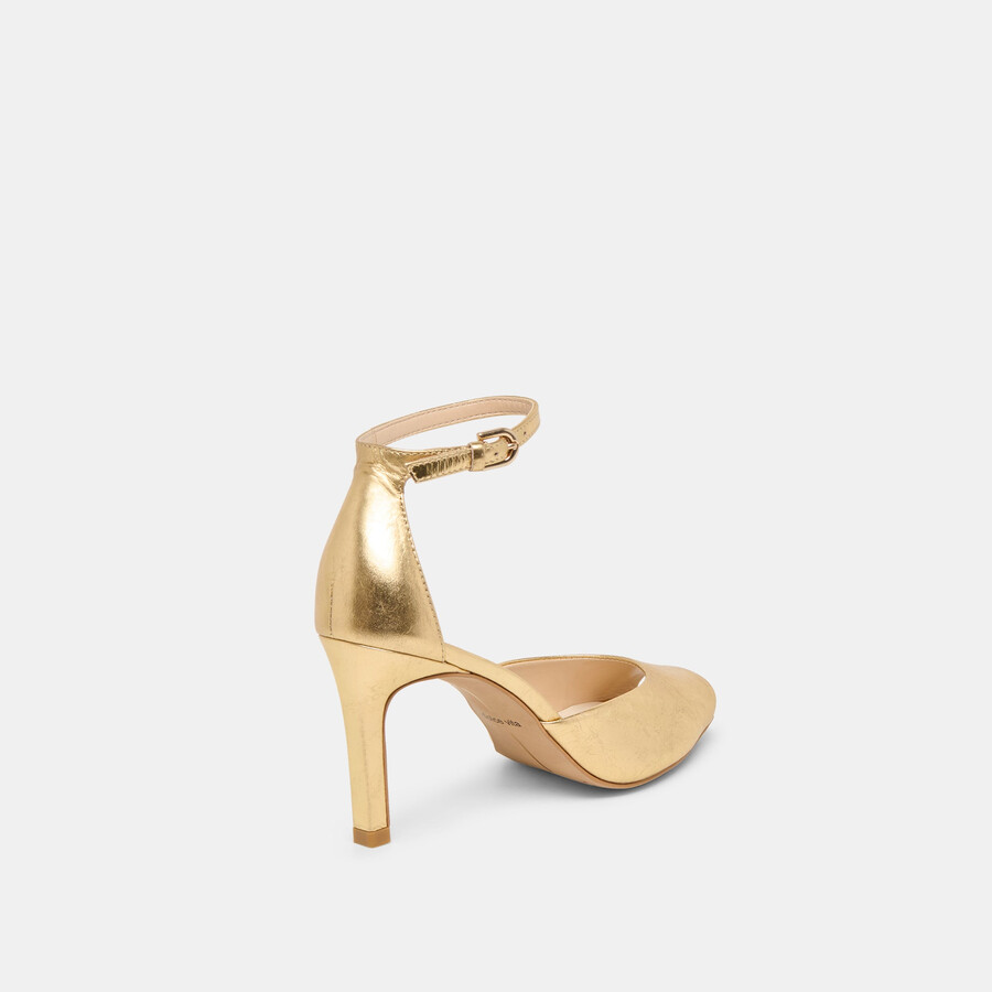 serlo heels gold crinkle patent
