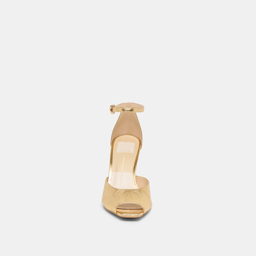 serlo heels gold crinkle patent